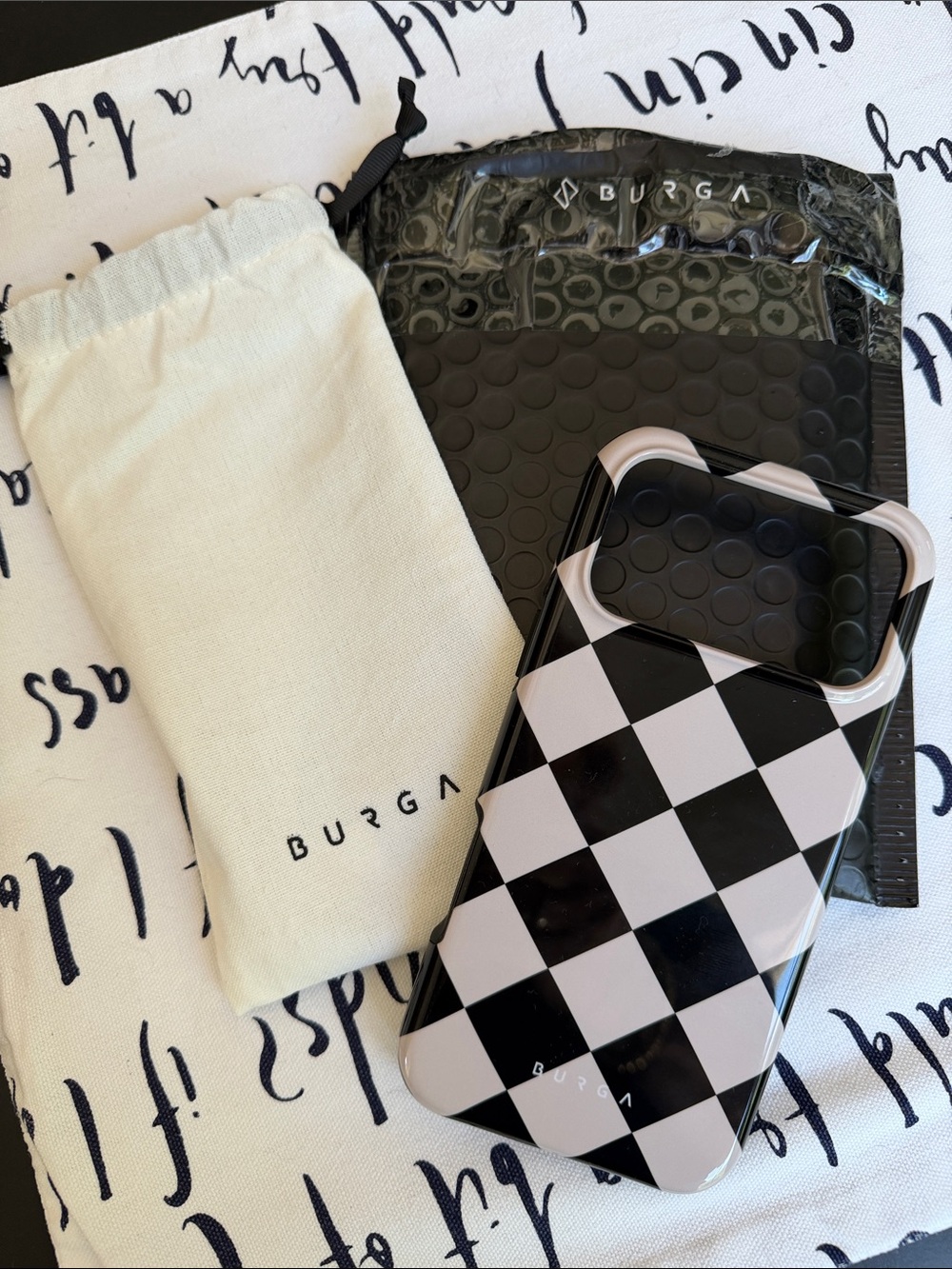 BURGA Black & White Checkerboard Phone Case